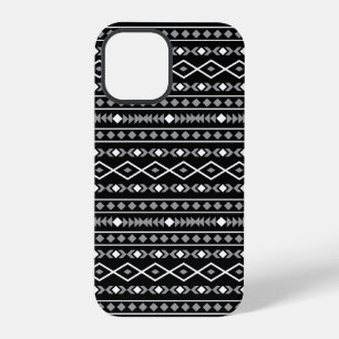 Coque iPhone 12 Pro Motif de formes aztèques gris blanc noir