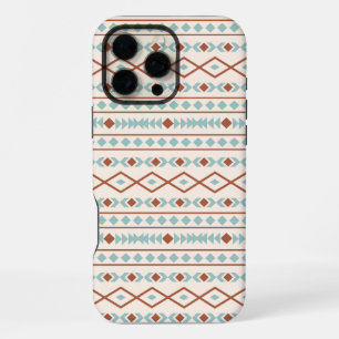 Coque iPhone 16 Pro Max Motif de formes aztèques rouille sarcelle crème