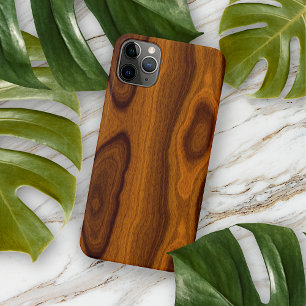 Coque iPhone 16 Pro Max Motif de grain de bois brun chêne antique chic