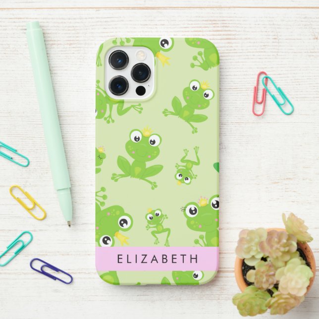 Coque iPhone Motif de grenouille, Grenouille verte, Prince de g (Sur le bureau)
