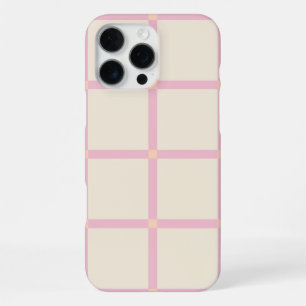 Coque iPhone 16 Pro Max Motif de grille beige et rose doux