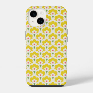 Coque Pour iPhone 14 Motif de jardin fleuri jaune rétro