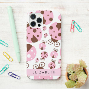 Coque iPhone 12 Pro Motif De Ladybugs, Ladybugs Rose, Votre Nom