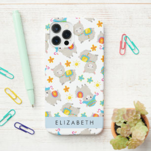 Coque iPhone 12 Pro Motif De Llamas, Alpacas, Fleurs, Votre Nom