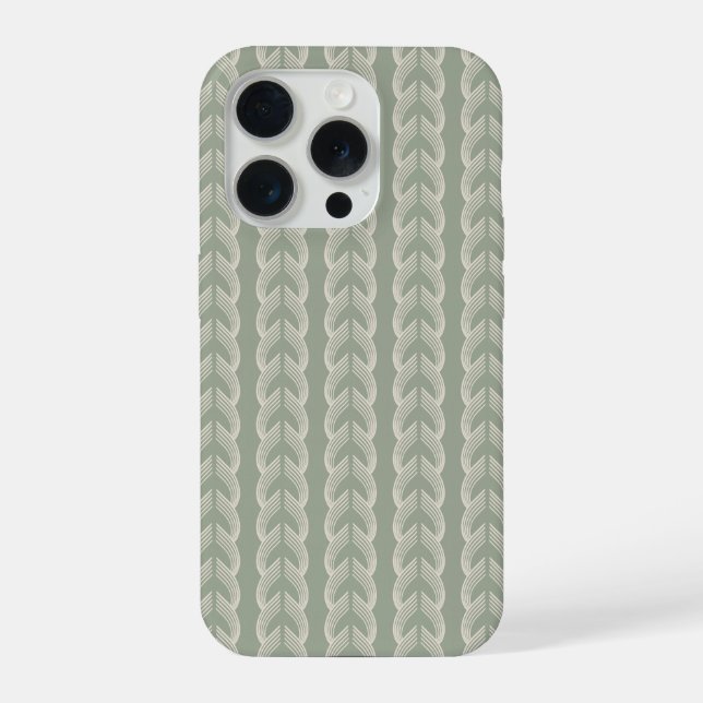 Coque iPhone Motif de luxe Art déco à arche de couleur vert sau (Verso)