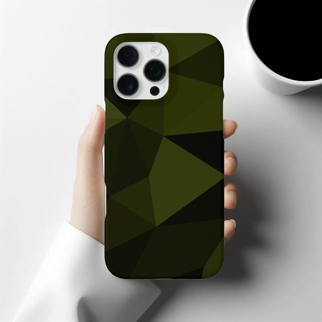 Coque iPhone Motif de maillage géométrique noir foncé de l'armé (Créateur téléchargé)