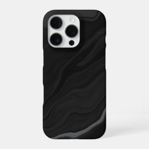 Coque iPhone 16 Pro Motif de marbre en pierre noire élégant