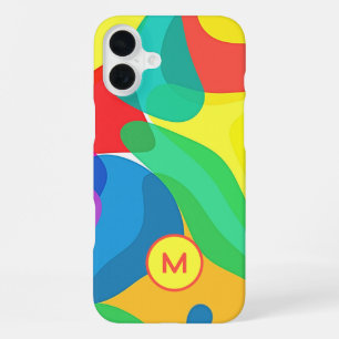 Coque iPhone 16 Plus Motif de monogramme aux couleurs vives du cirque