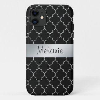 Coque iphone Motif de Monogramme noir et argent