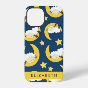Coque iPhone 12 Pro Motif de mouton, Mouton endormi, Lune, Votre Nom