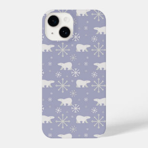 Coque Pour iPhone 14 Motif de Noël avec ours polaires et flocons de nei