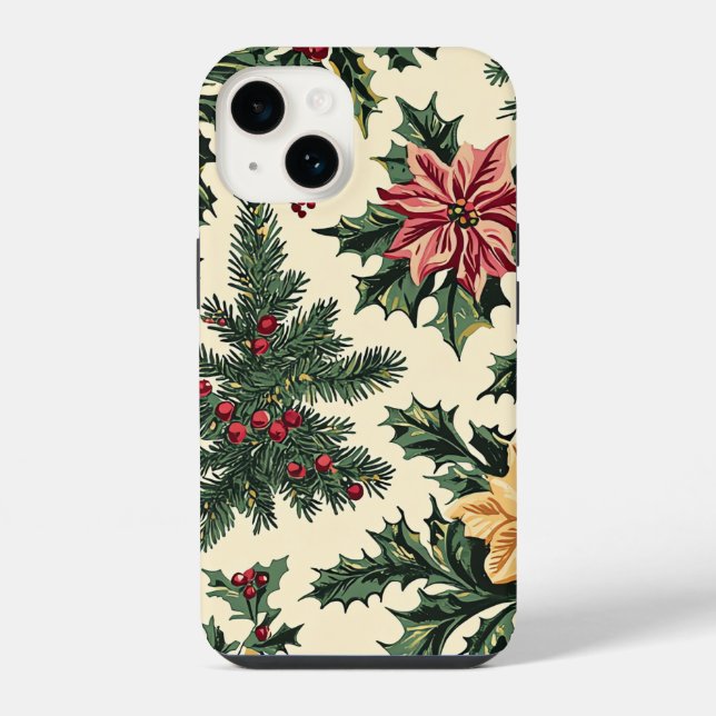 Coque iPhone Motif de Noël floral de Poinsettia (15) (Verso)