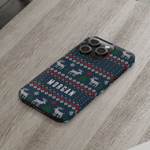 Motif de Noël tricoté vintage cerf sapin