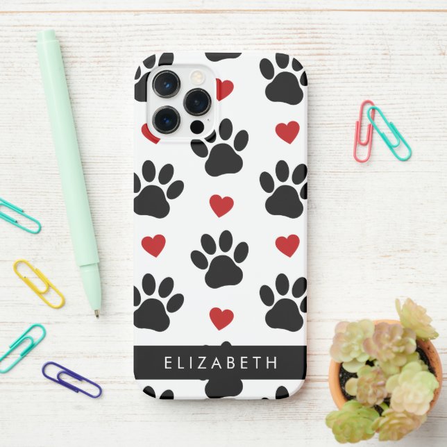 Coque iPhone Motif De Pâtes, Pâtes Noires, Coeurs Rouges, Votre (Sur le bureau)