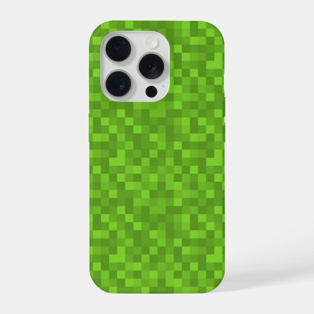 Coque iPhone Motif de pixel vert Rétro 8 bits de jeu vidéo (Verso)