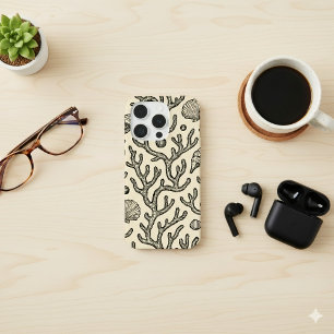 motif de récif corallien vintage beige dessiné à l