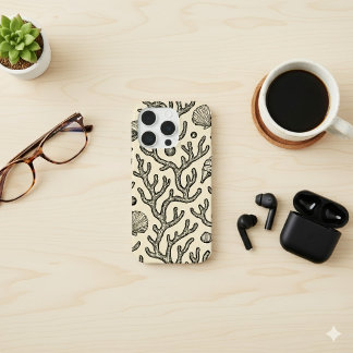 motif de récif corallien vintage beige dessiné à l