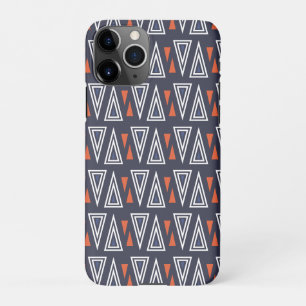 Coque iPhone 11Pro Motif de triangles géométriques bleu foncé et roug