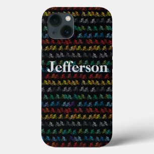 Etui iPhone 13 Motif de vélo coloré sur noir