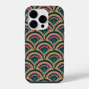 Coque Pour iPhone 14 Plus Motif de ventilateur floral rose et vert