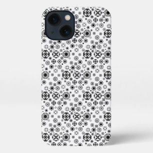 Etui iPhone 13 Motif décoratif arabesque noir blanc mignon