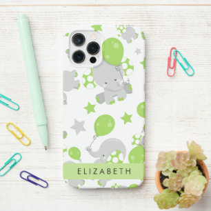 Coque iPhone 12 Pro Motif D'Eléphants, Eléphants Mignons, Votre Nom