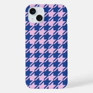 Motif dent de chien rose et bleu