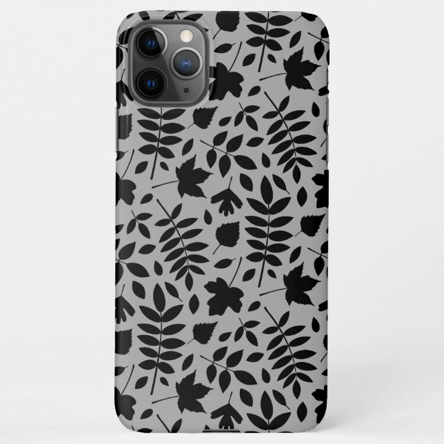 Coque iPhone Motif Feuille tombé noir sur gris (Dos)
