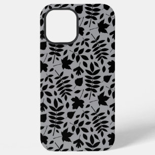 Coque iPhone 12 Pro Max Motif Feuille tombé noir sur gris