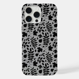 Motif Feuille tombé noir sur gris