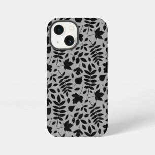 Etui iPhone 13 Mini Motif Feuille tombé noir sur gris