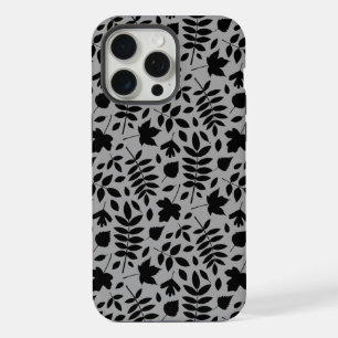 Motif Feuille tombé noir sur gris