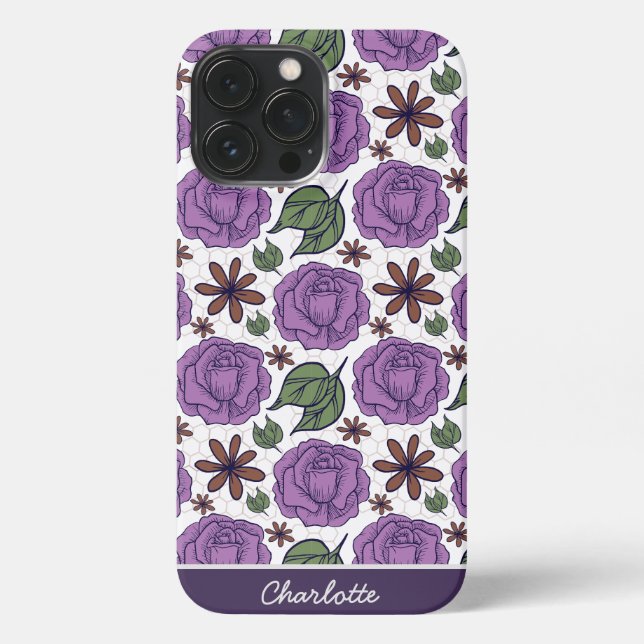 Coque iPhone Motif fleuri fleuri sans couture personnalisée (Verso)