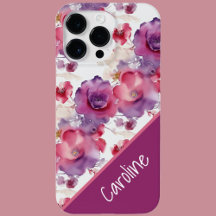 Motif floral aquarelle rouge bleu violet
