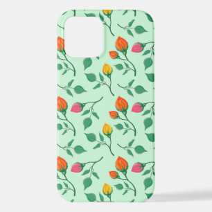 Coque iPhone 12 Motif floral avec fleurs roses colorées