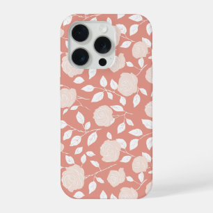 Motif floral blanc rose pastel minimaliste