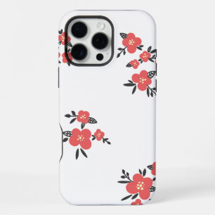 Coque iPhone 16 Pro Max Motif floral rouge fleuri en fleurs 