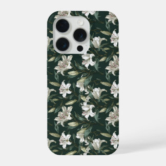 Motif floral vert lis blanc classique
