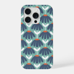 Motif floral vintage bleu et rouge