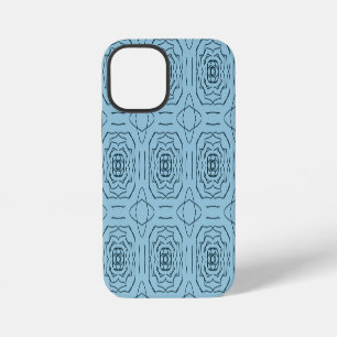 Coque iPhone 12 Mini Motif géométrique bleu élégant en lignes continues