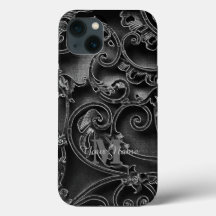 Motif gothique noir monogramme personnalisé