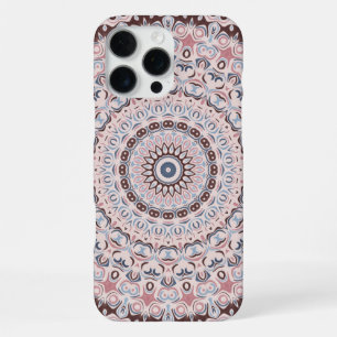 Coque iPhone 16 Pro Max Motif Mandala Rose et Bleu Boho
