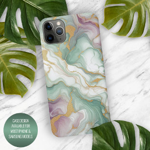 Motif marbre rose mauve vert or