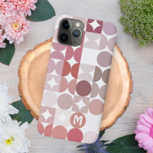 Motif Mauve Taupe Blush Pink Midsiècle Cercles