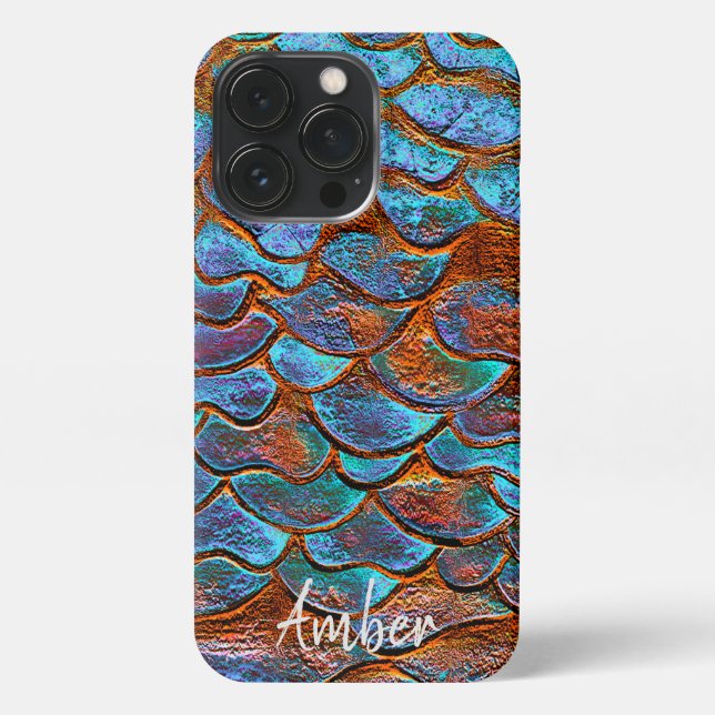 Coque iPhone Motif métallique en cuivre de bronze bleu personna (Verso)