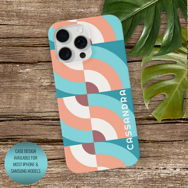 Coque iPhone Motif Mod Mauve Mauve Taupe Retro (Créateur téléchargé)