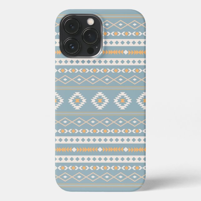 Coque iPhone Motif Motif Mixte Aztec Crème Bleu Orange (Verso)