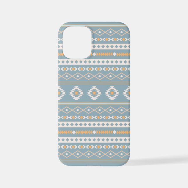 Coque iPhone Motif Motif Mixte Aztec Crème Bleu Orange (Verso)