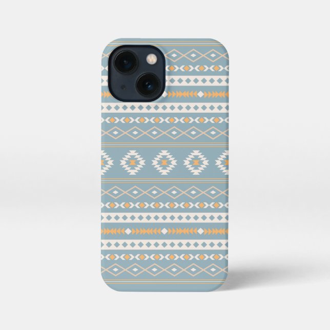 Coque iPhone Motif Motif Mixte Aztec Crème Bleu Orange (Verso)