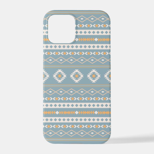 Coque iPhone Motif Motif Mixte Aztec Crème Bleu Orange (Verso)